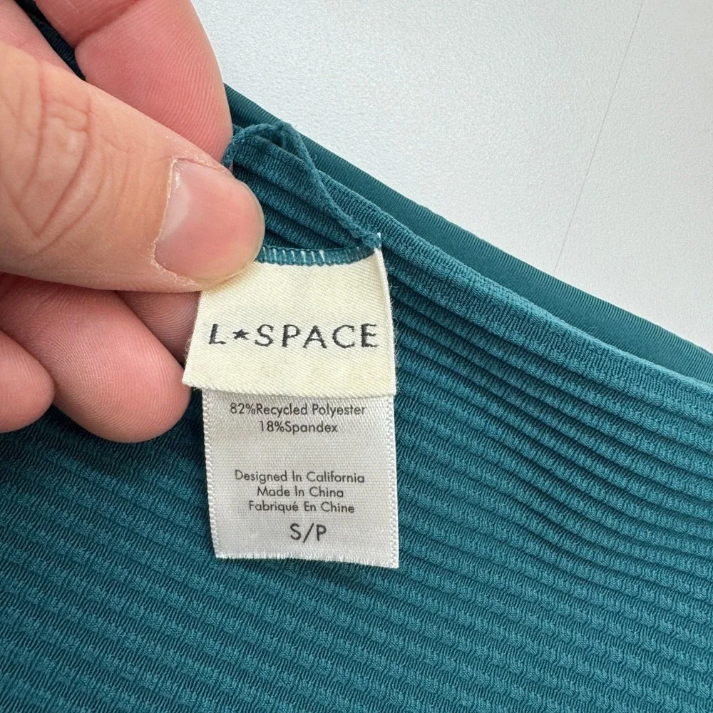 L Space Bikini Bottoms Womens Small Teal Desi Ribbed High Waist Beach Coastal